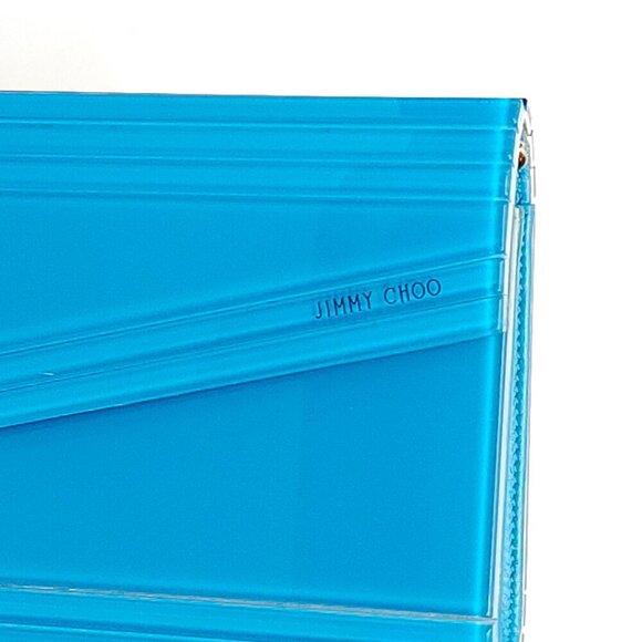 STUNNING JIMMY CHOO CANDY CLUTCH In Bright Blue Hard Body Acrylic Purse - Picture 14 of 14